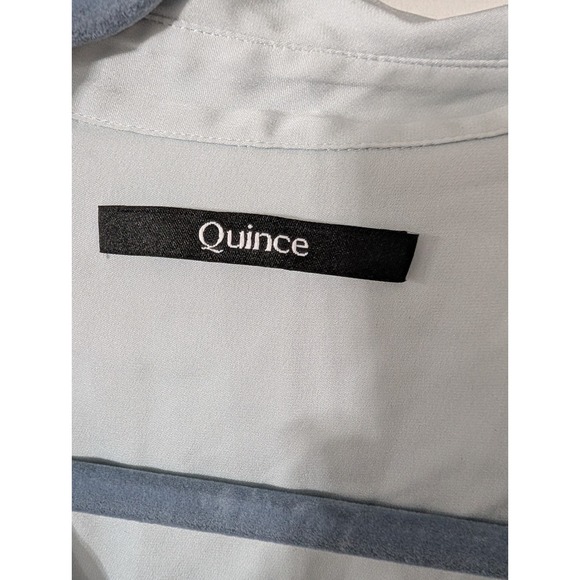 Quince Silk Short Sleeve Button Up Shirt Light Blue Women's Medium office career - Picture 3 of 8